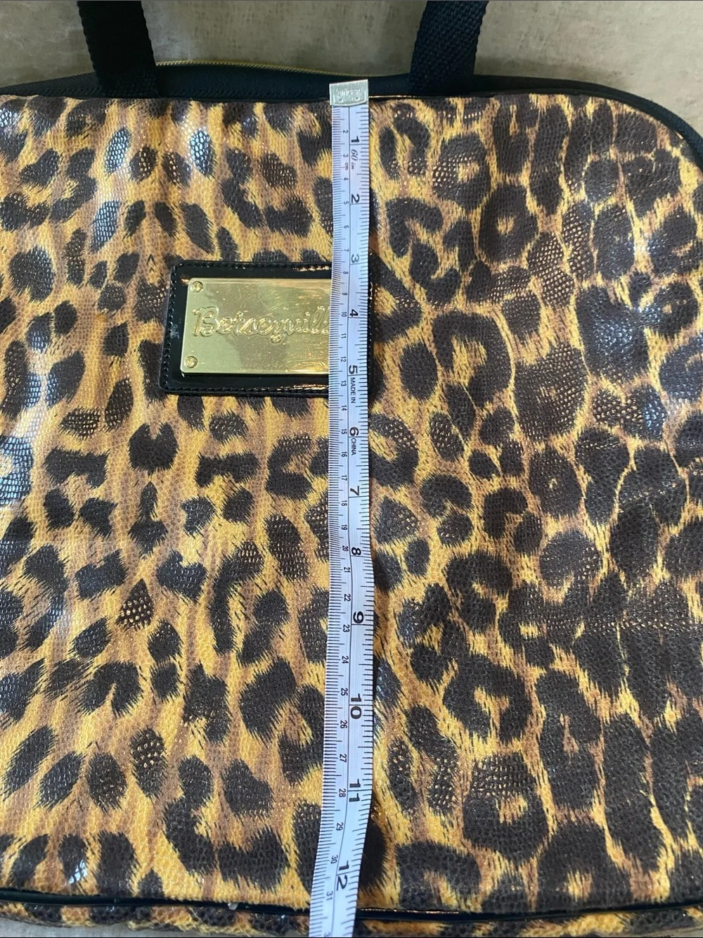 Betseyville Leopard Print Laptop Bag - Gold/Brown/Black